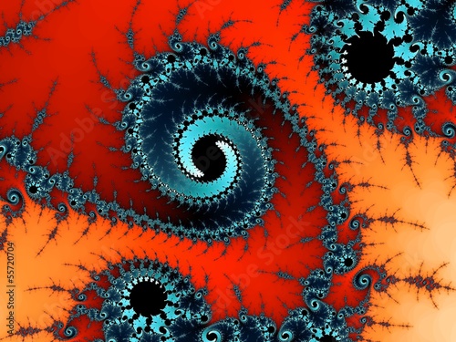 Fractal helix in red background