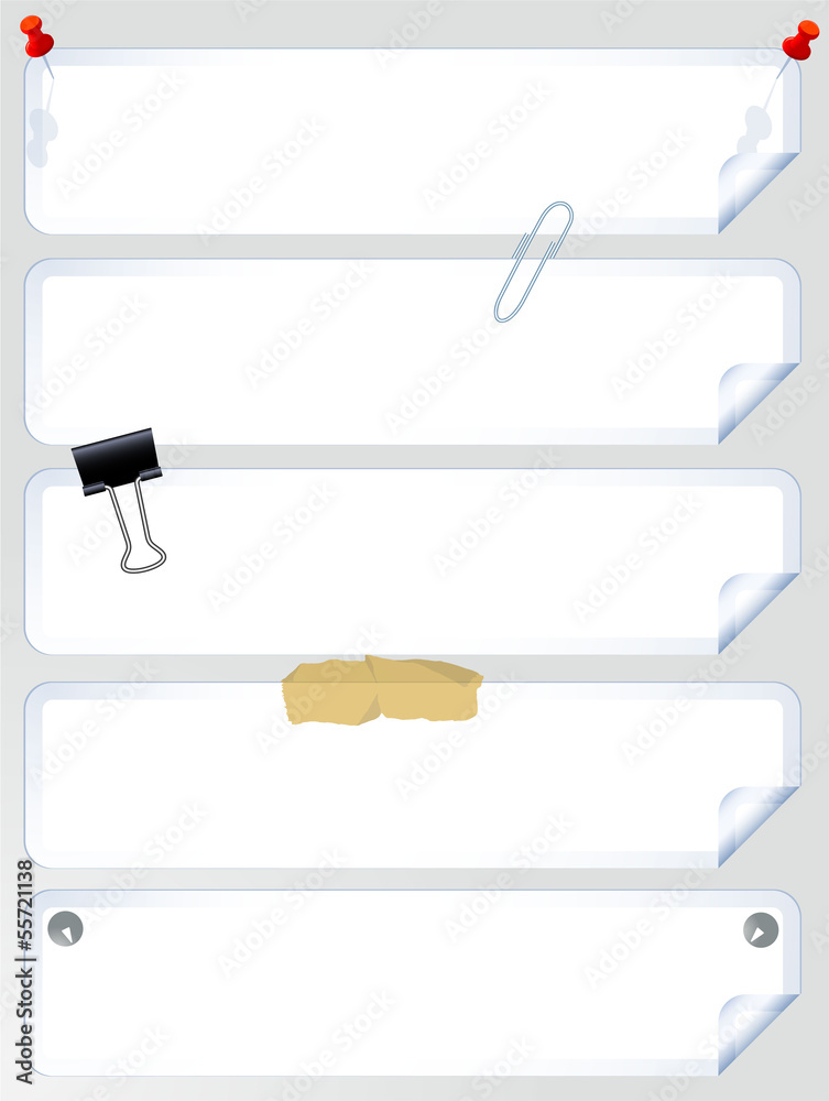 Office papers and paper clips. Vector. Office papers and paper clips. Vector.