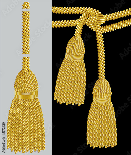 Gold tassel adobe illustrator pattern brush. Vector.