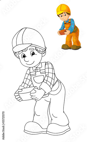 The coloring plate - construction worker
