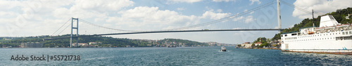 Large suspension bridge over a river