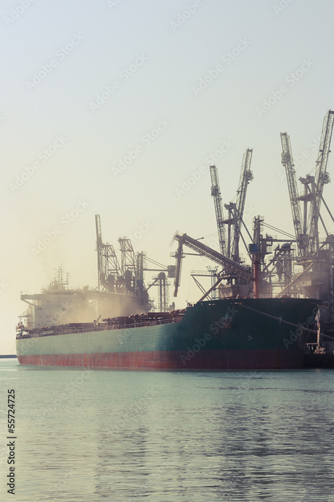 Cargo ship on a loading.