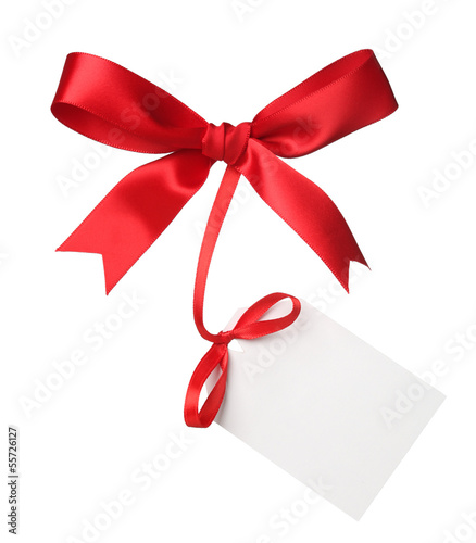 Red bow with blank label