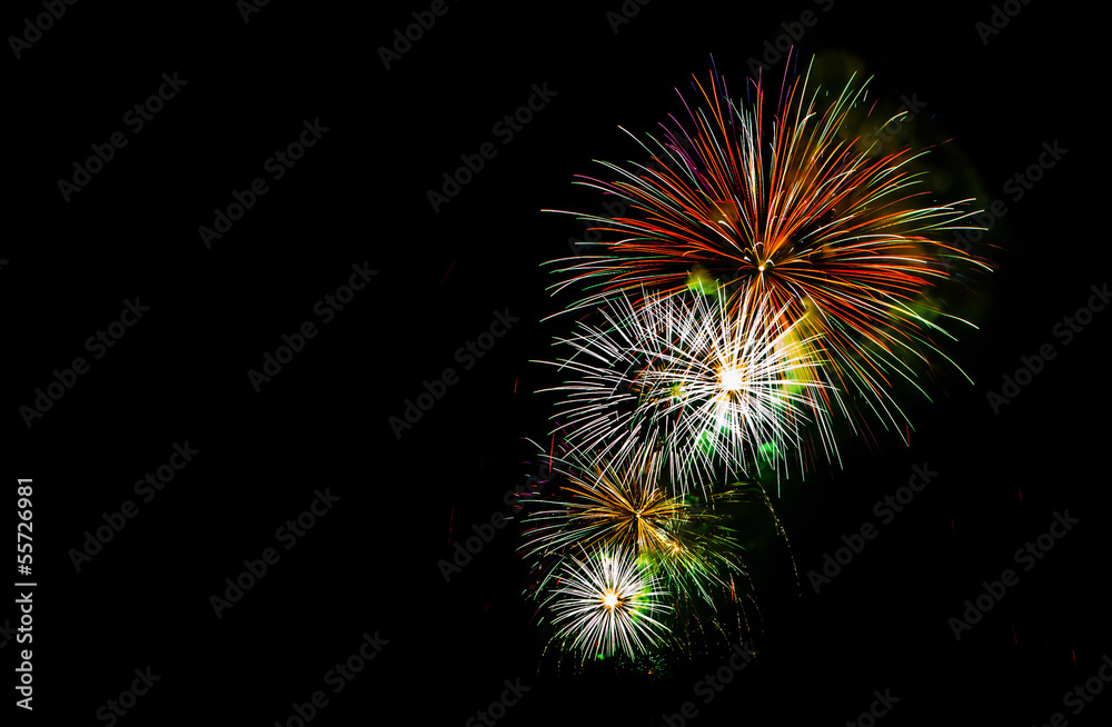 Fireworks display in the night sky Fireworks display in the night sky