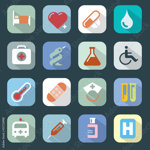 Medicine web colour icons set