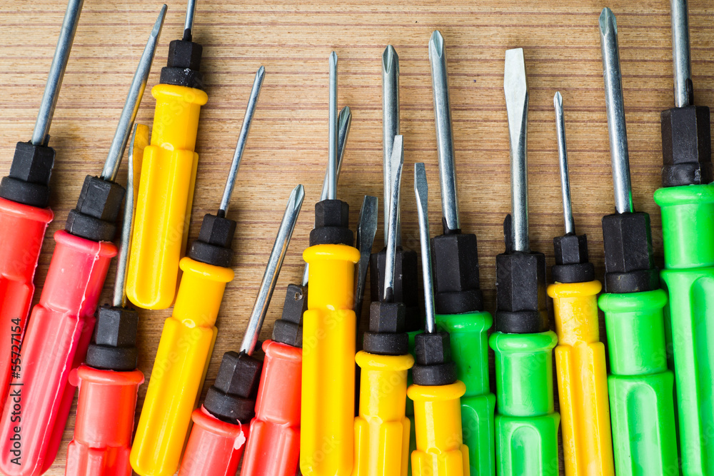 screw driver on the wood screw driver on the wood
