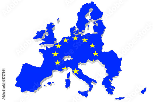 Map of European union and EU flag