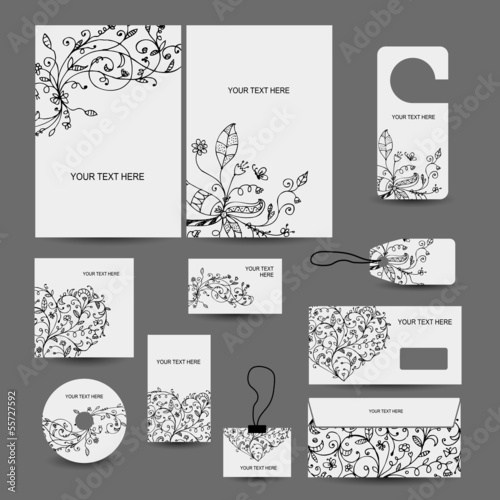 Corporate business style design: folder, labels, cards,
