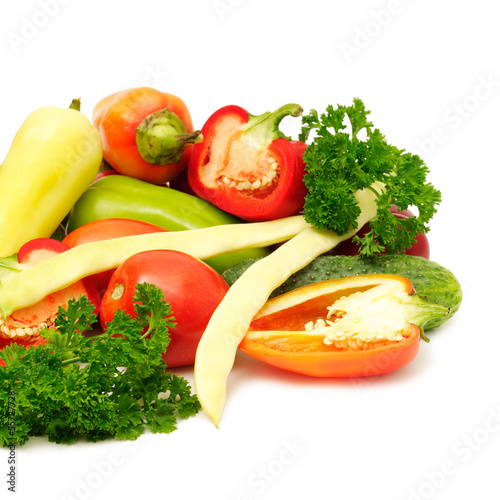 fresh vegetables on white