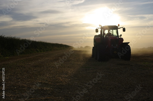Baling Straw in the Evening