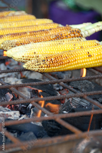 Sweet corn in barbecue