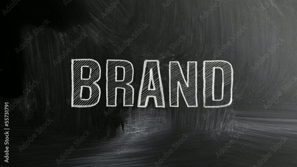 brand concept with white chalk on a blackboard