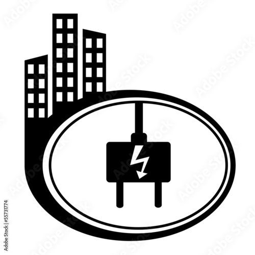Electric plug - vector icon. Black city icon