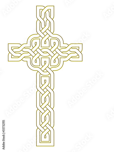 Obraz na płótnie Gold metal effect cross over white background