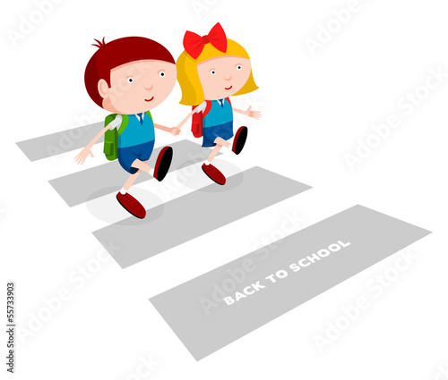 Two children go to school