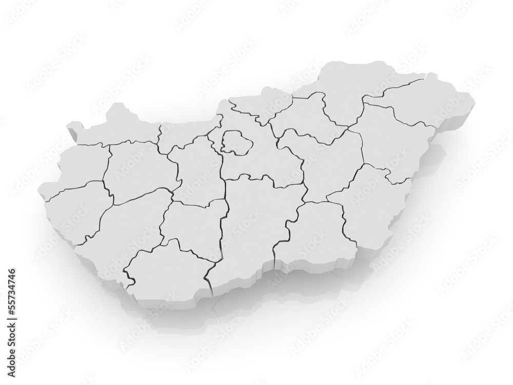 Three-dimensional map of Hungary. Three-dimensional map of Hungary.