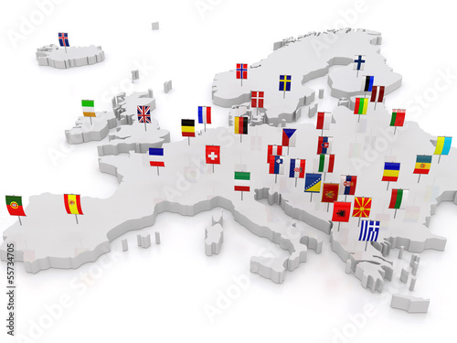 three-dimensional map of Europe.