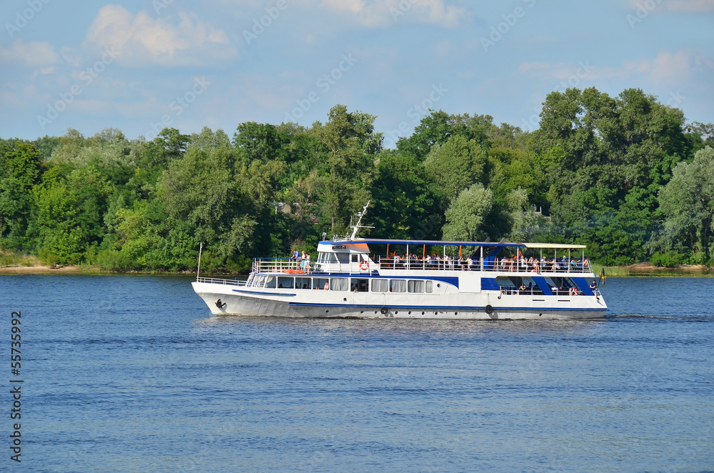 Tourist boat on the Dnieper river, Kiev, Ukraine Tourist boat on the Dnieper river, Kiev, Ukraine