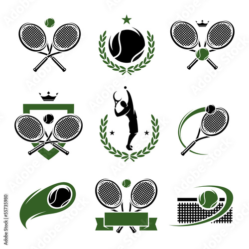 Tennis labels and icons set. Vector photo