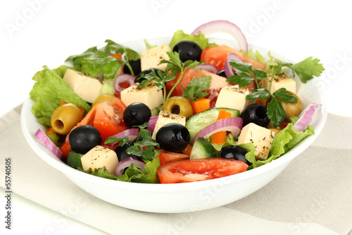 Greek salad in plate close up