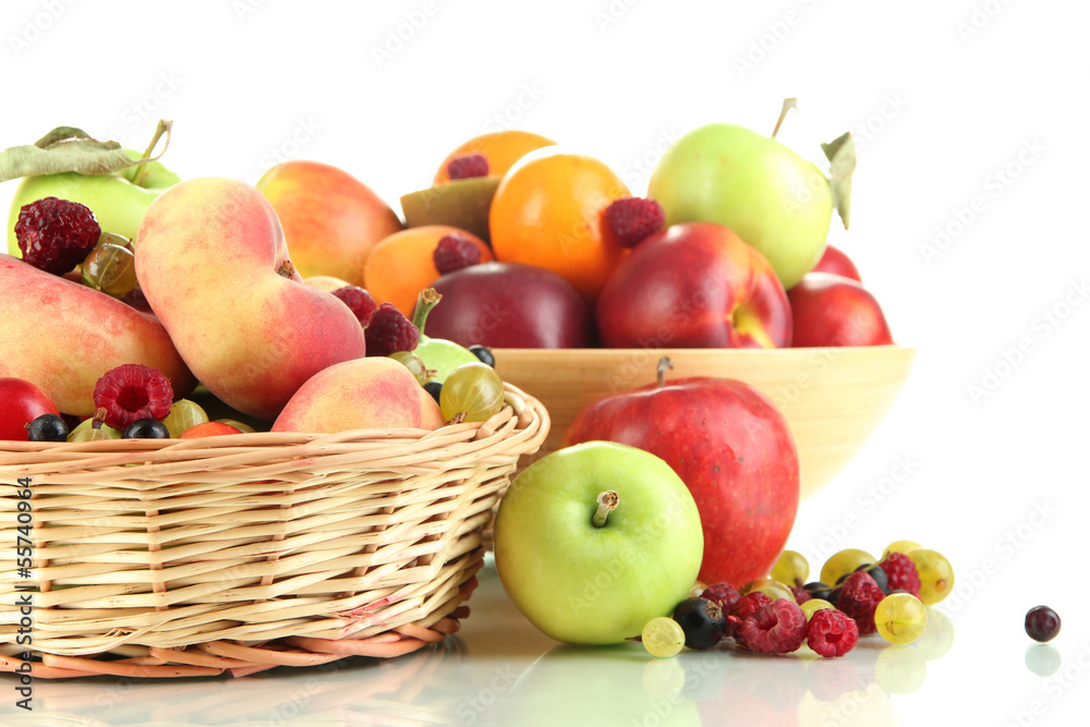 Assortment of juicy fruits, isolated on white Assortment of juicy fruits, isolated on white