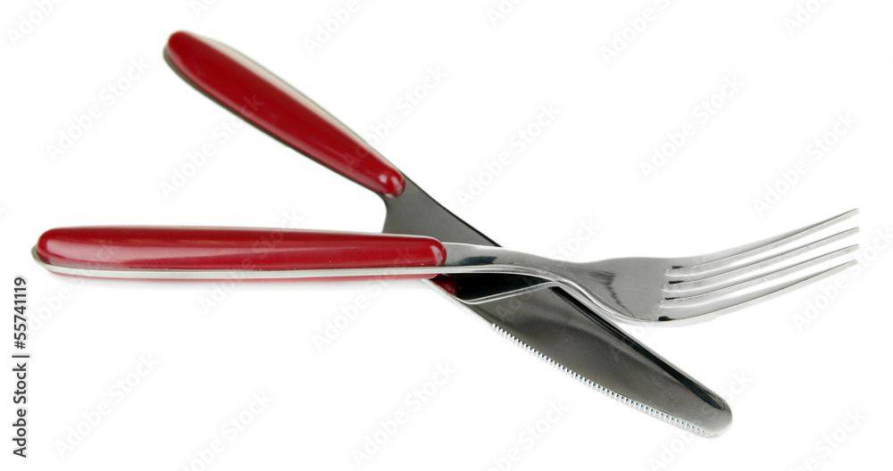 Knife and fork, isolated on white Knife and fork, isolated on white