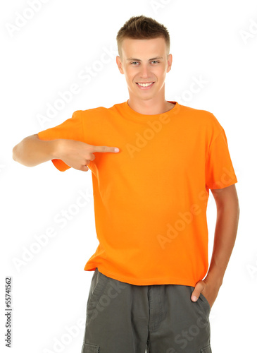 T-shirt on young man isolat...
