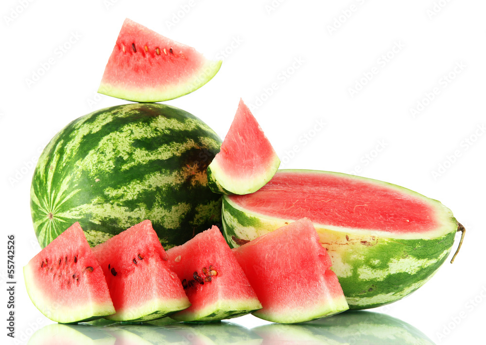 Ripe watermelons isolated on white Ripe watermelons isolated on white