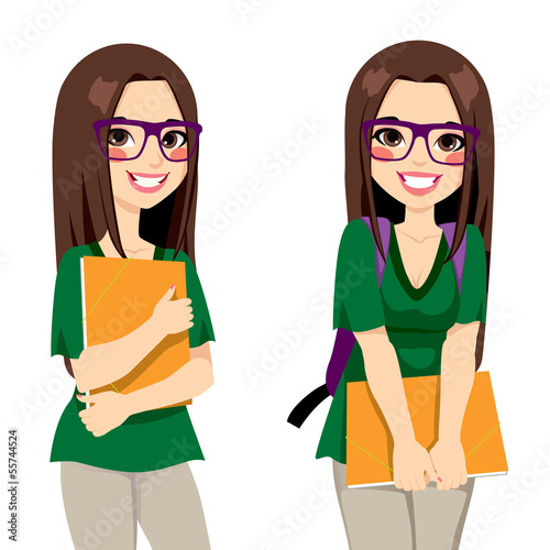 Cute Nerdy Girl Student