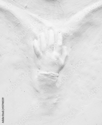 White hand in plaster