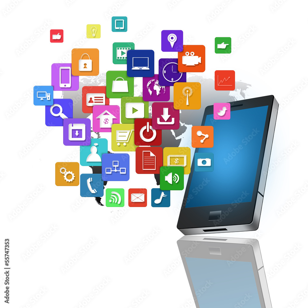 Mobile phone With Colorful application icon Mobile phone With Colorful application icon