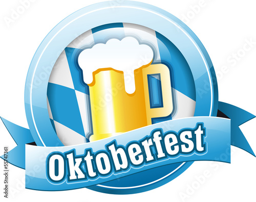 Button mit Bierkrug und  Band Oktoberfest