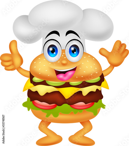 funny cartoon burger chef character