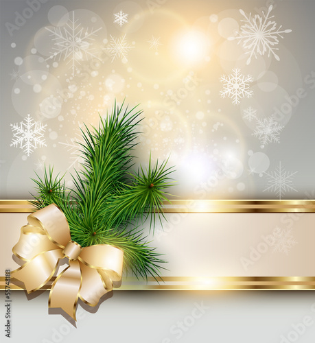 Christmas background with snowflakes and christmas tree.