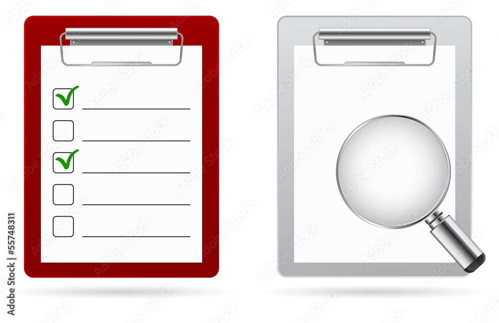 clipboard checklist with magnifying glass clipboard checklist with magnifying glass