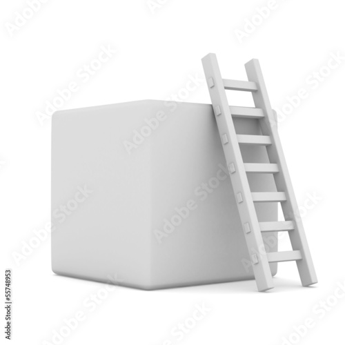 box and staircase. Isolated 3D image