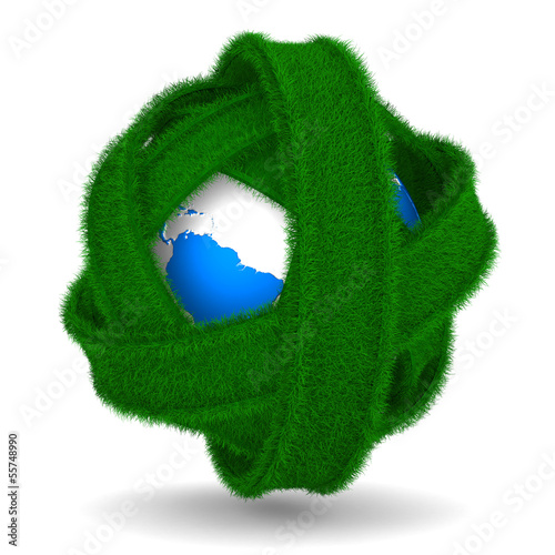 Roads round globe on white ...