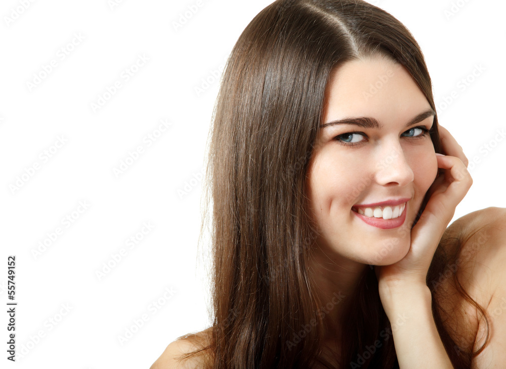 Beautiful smiling girl with perfect brown hair Beautiful smiling girl with perfect brown hair