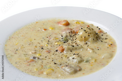 Seafood Corn Chowder Closeup