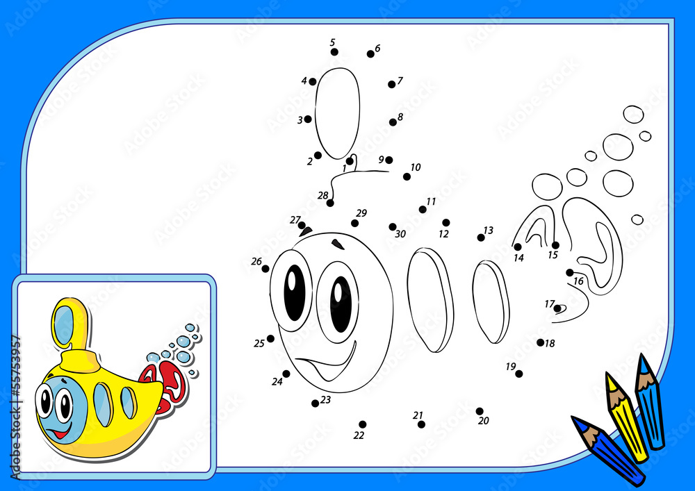 Coloring book dot to dot yellow submarine Stock Vector Adobe Stock