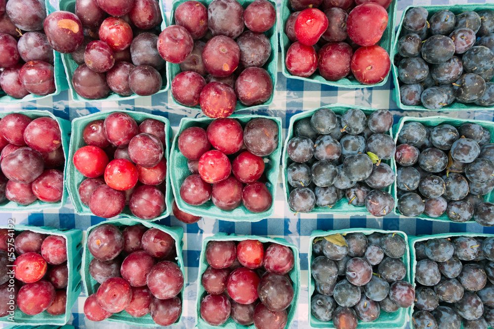 Red and black plums Stock Photo Adobe Stock