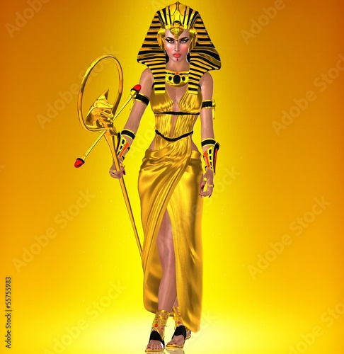 Gold Pharaoh Queen on abstract background