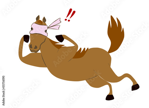 Fototapeta Naklejka Na Ścianę i Meble -  ガッツポーズの馬