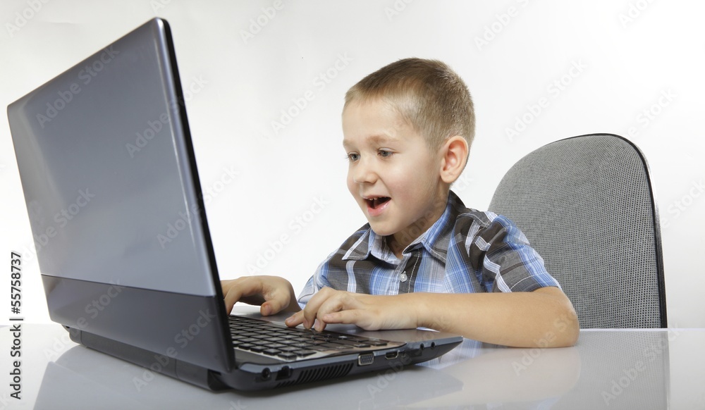 Computer addiction emotional boy with laptop Computer addiction emotional boy with laptop