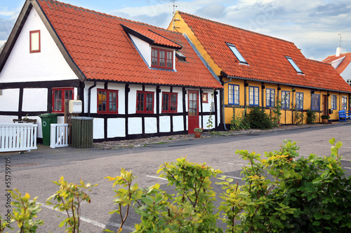 Timber framing house in Gudhjem, Bornholm Island, Denmark