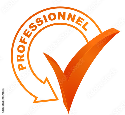 professionnel sur symbole validé orange