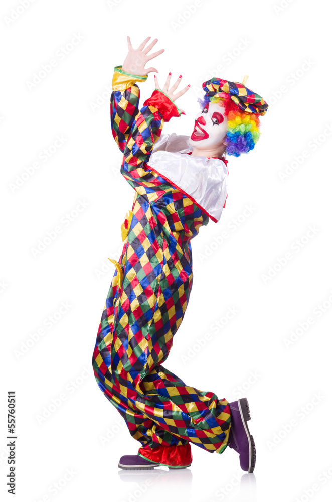 Funny clown isolated on white