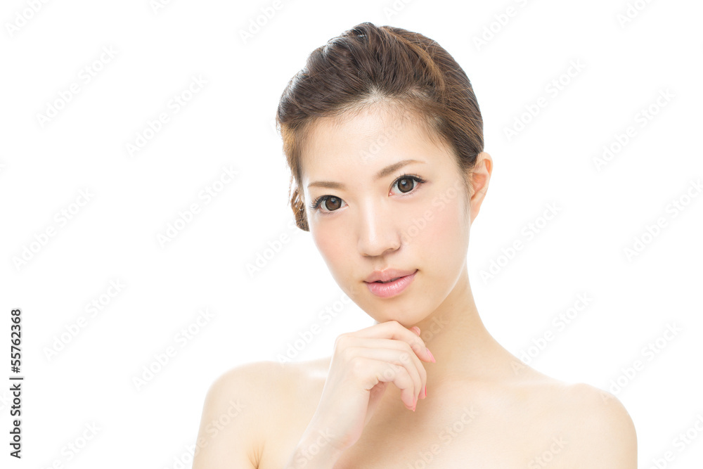 Beautiful asian woman isolated on white background