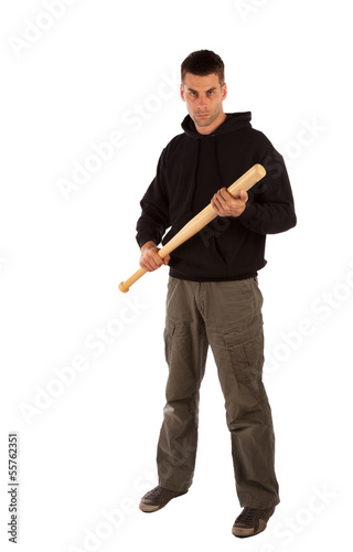 Angry man with baseball bat