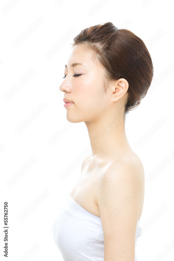 Beautiful asian woman isolated on white background